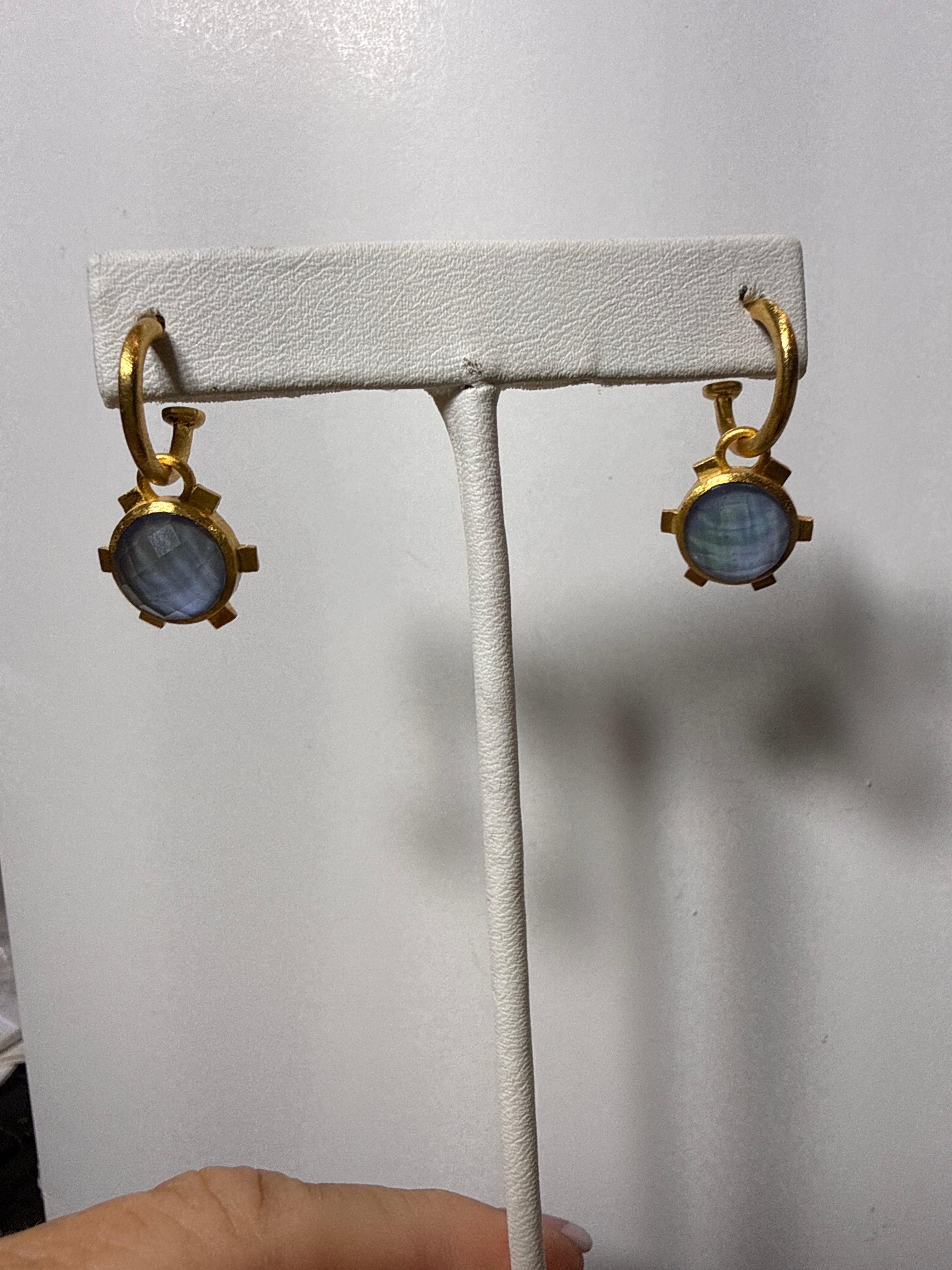 24k small hoop with blue stones