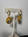 mother of Pearl brushed gold drop earrings