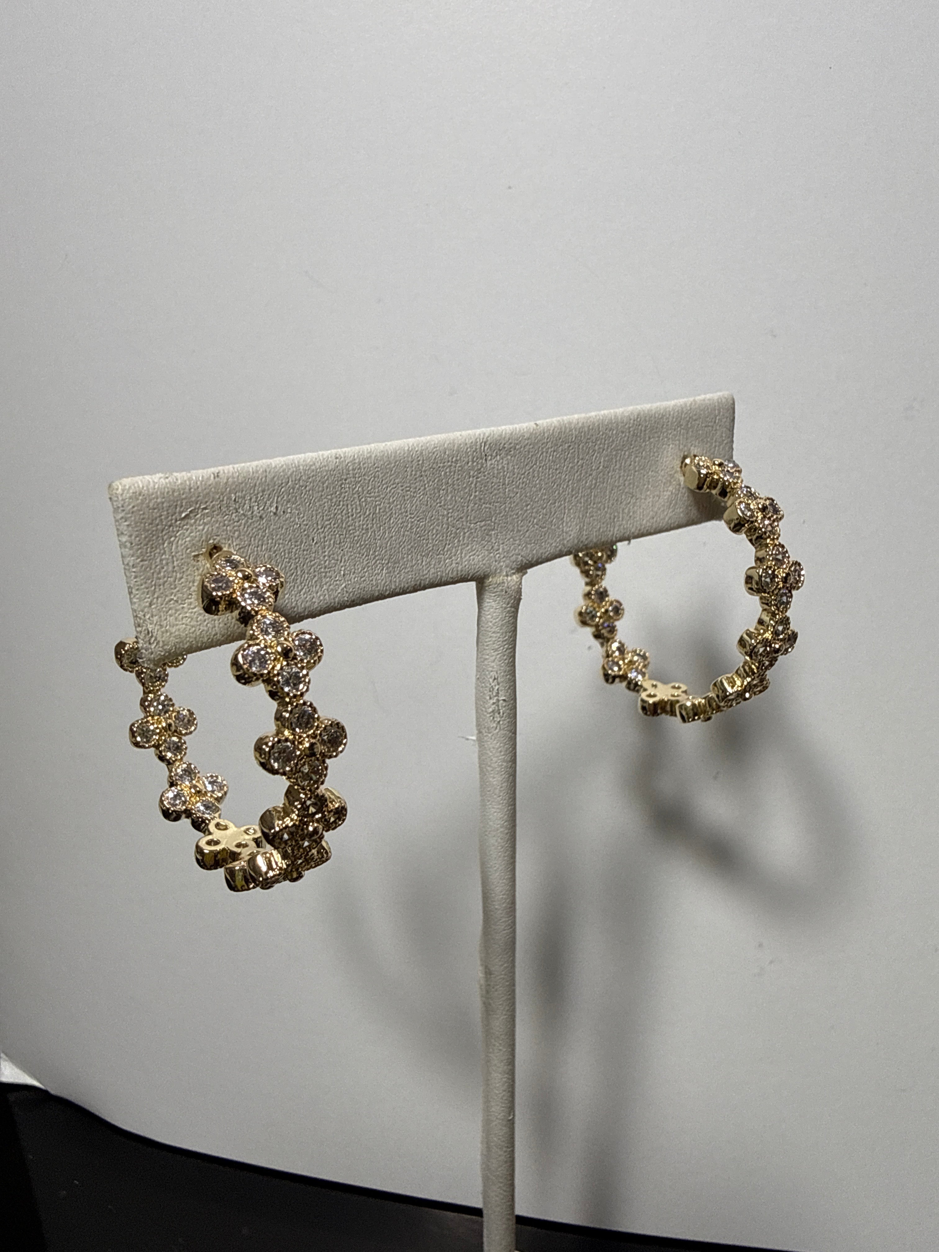 diamond flower hoops