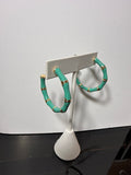 turquoise and gold bamboo hoops