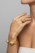Gold Bangle with Mother-of-Pearl Stones