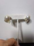 White Baroque pearl studs