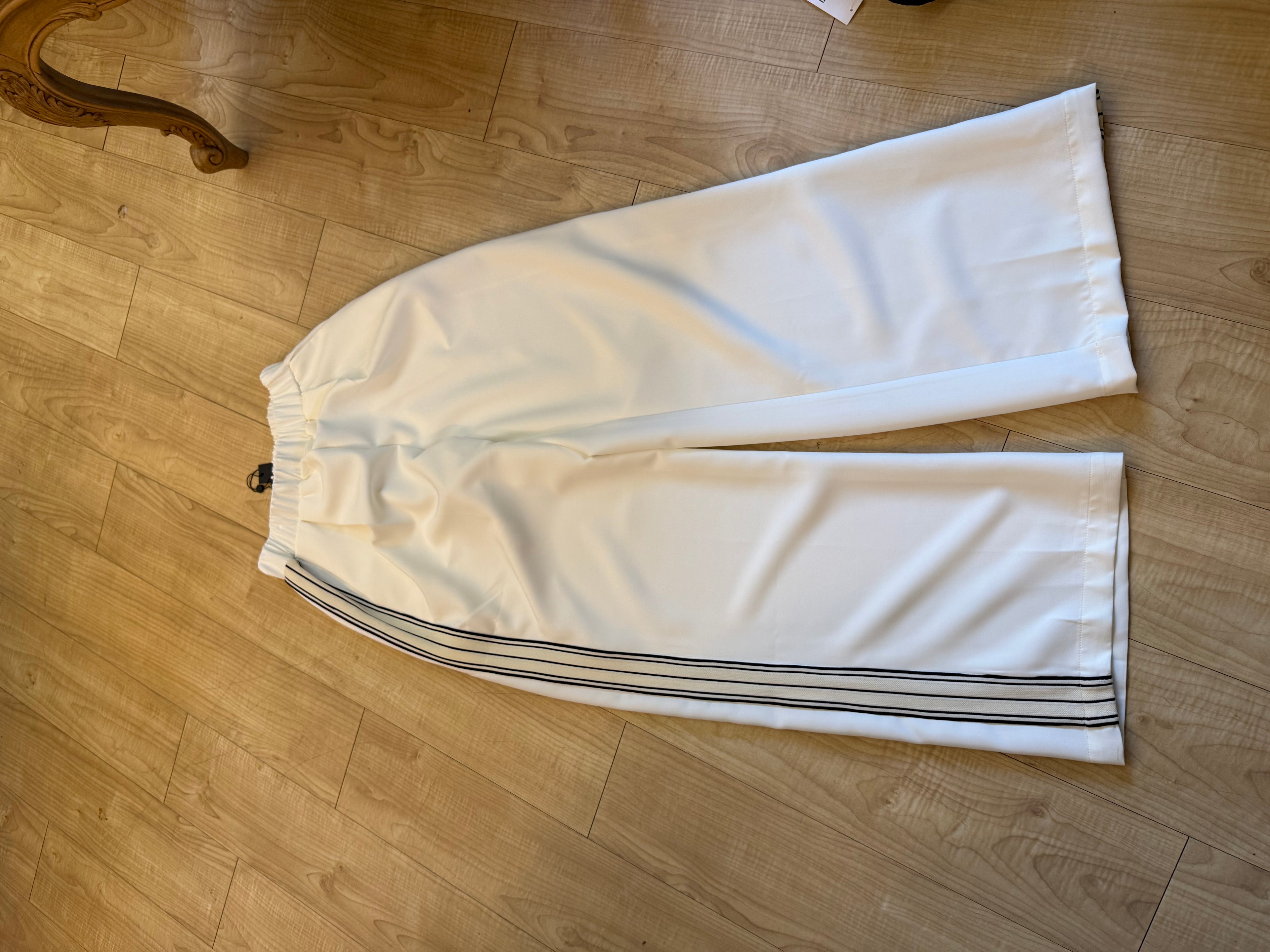 Black and white side stripe pant