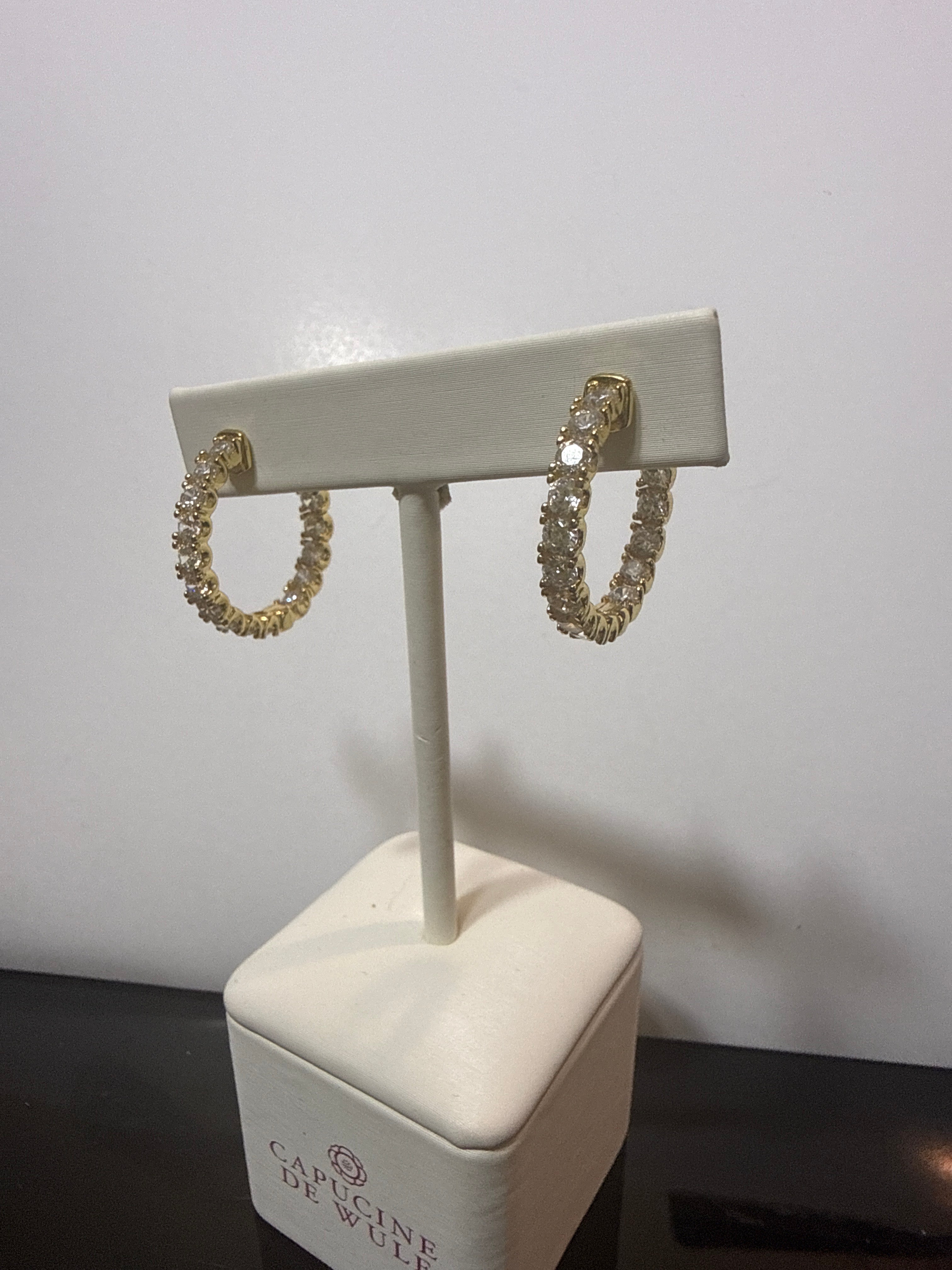 gold and CZ 1” Hoops