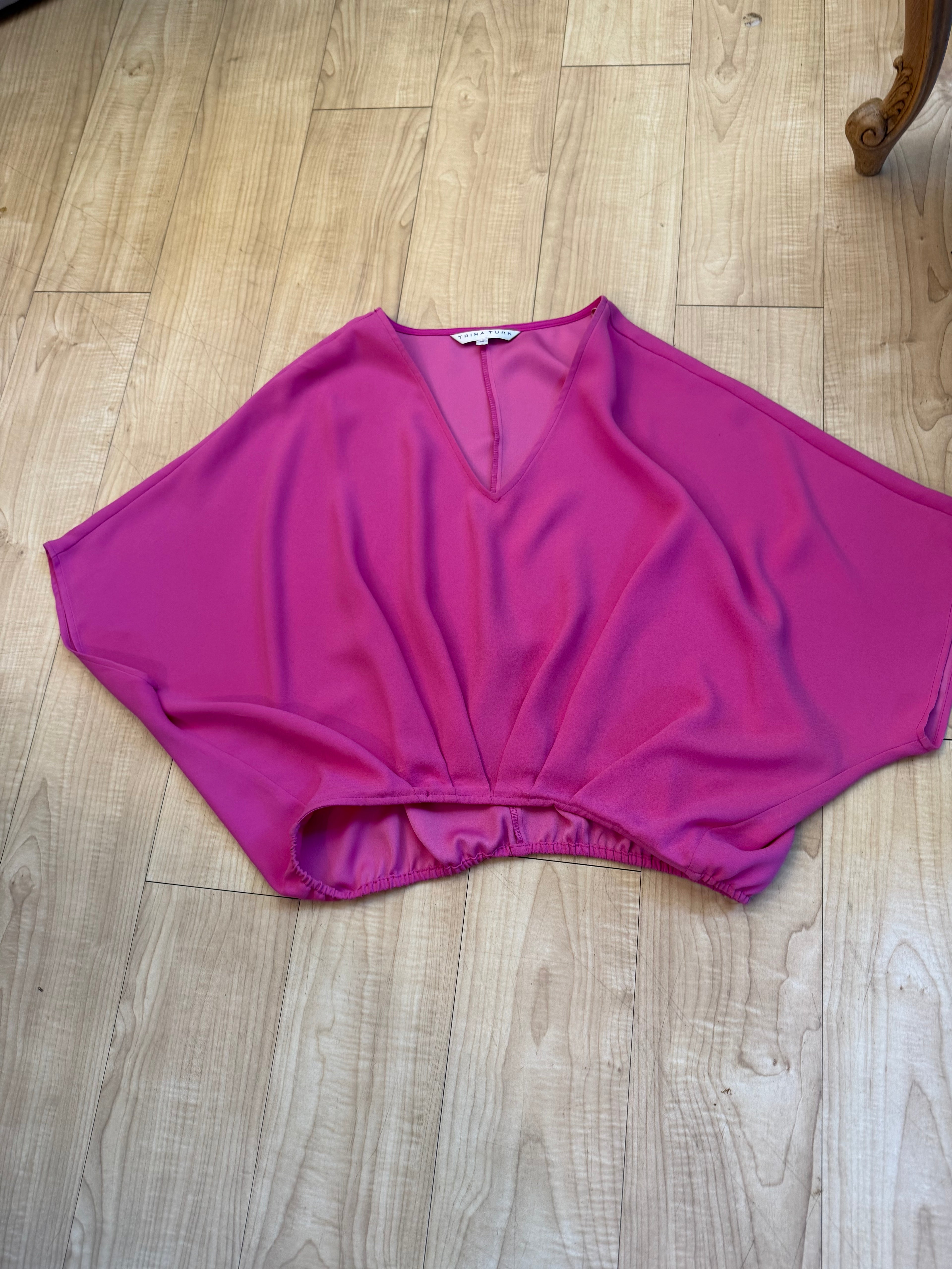 fuchsia draped blouse
