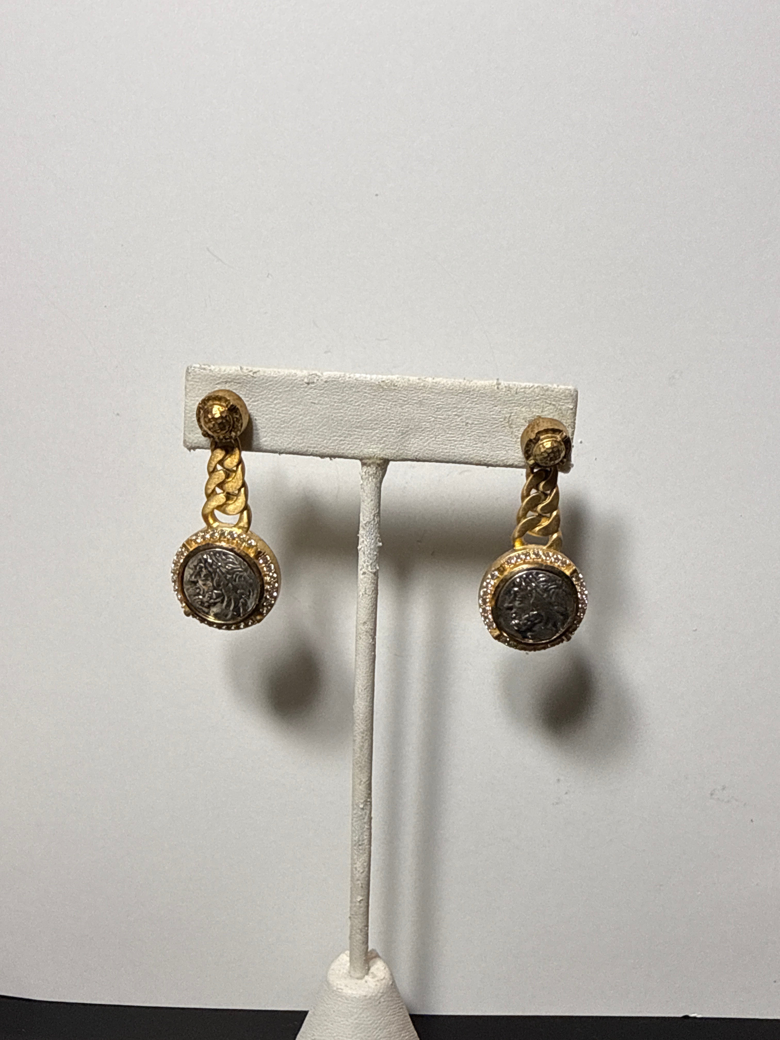 Braided drop Coin Earrings