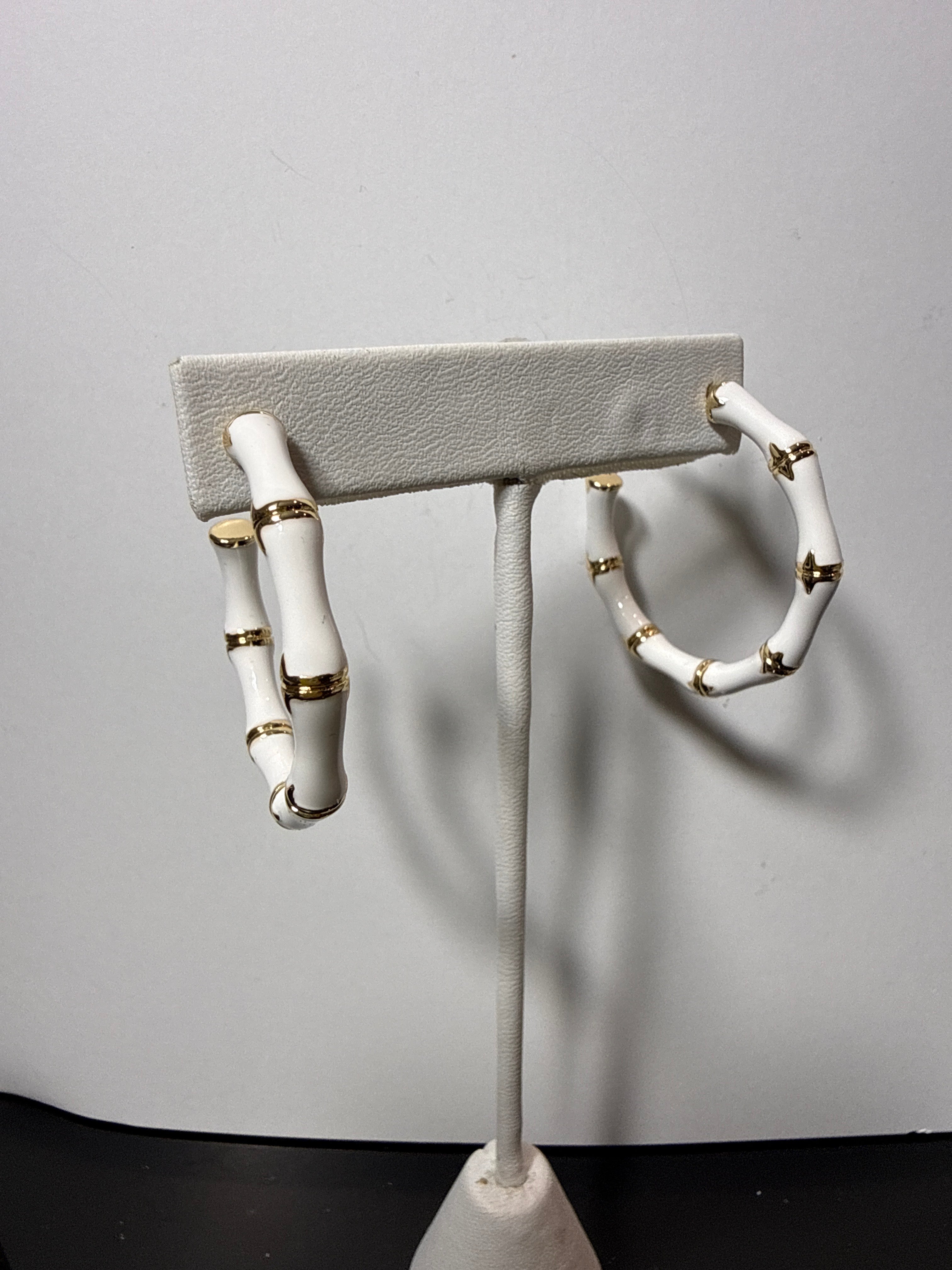 White/gold Bamboo Hoops