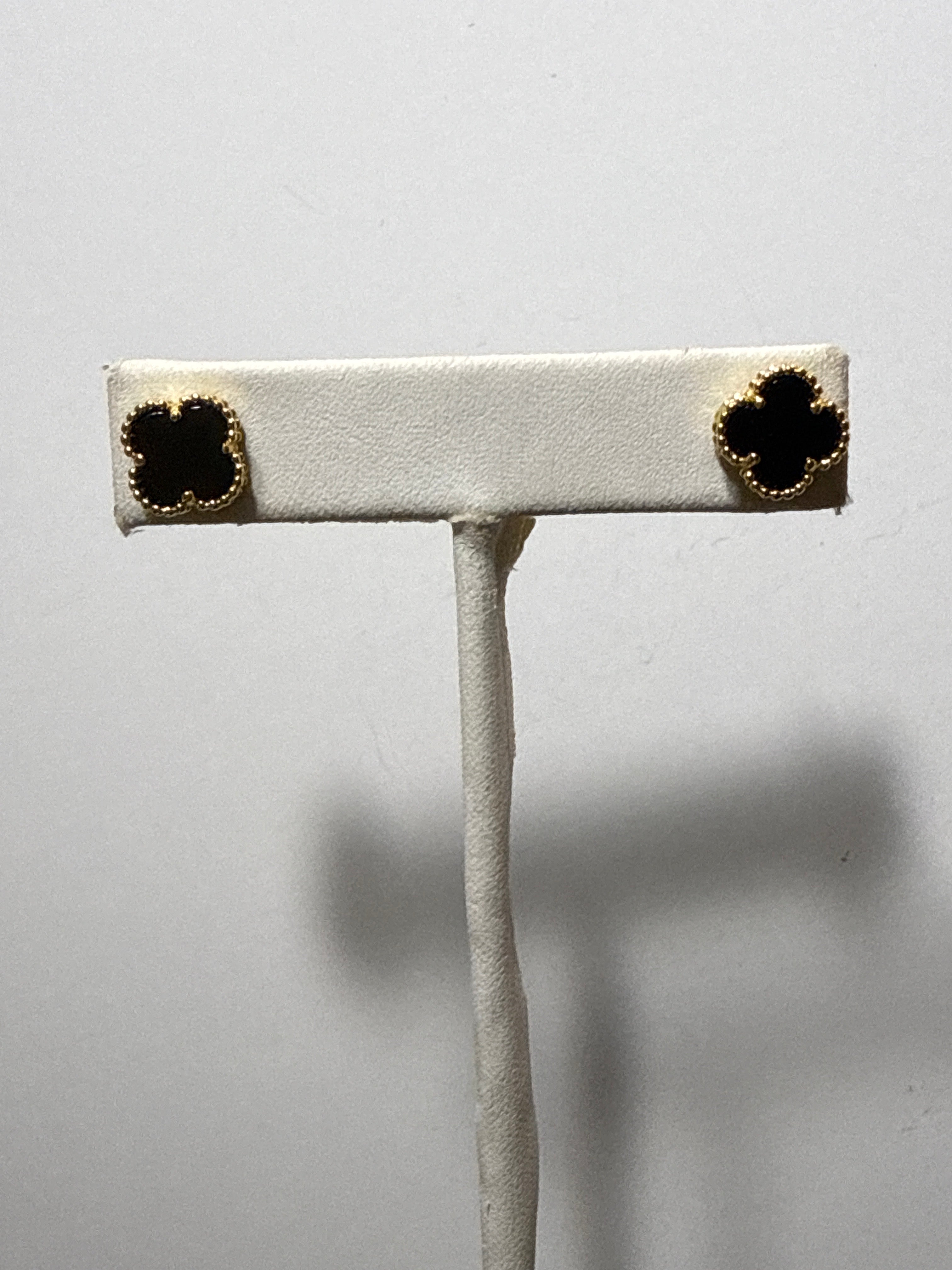 tiny black clover earrings
