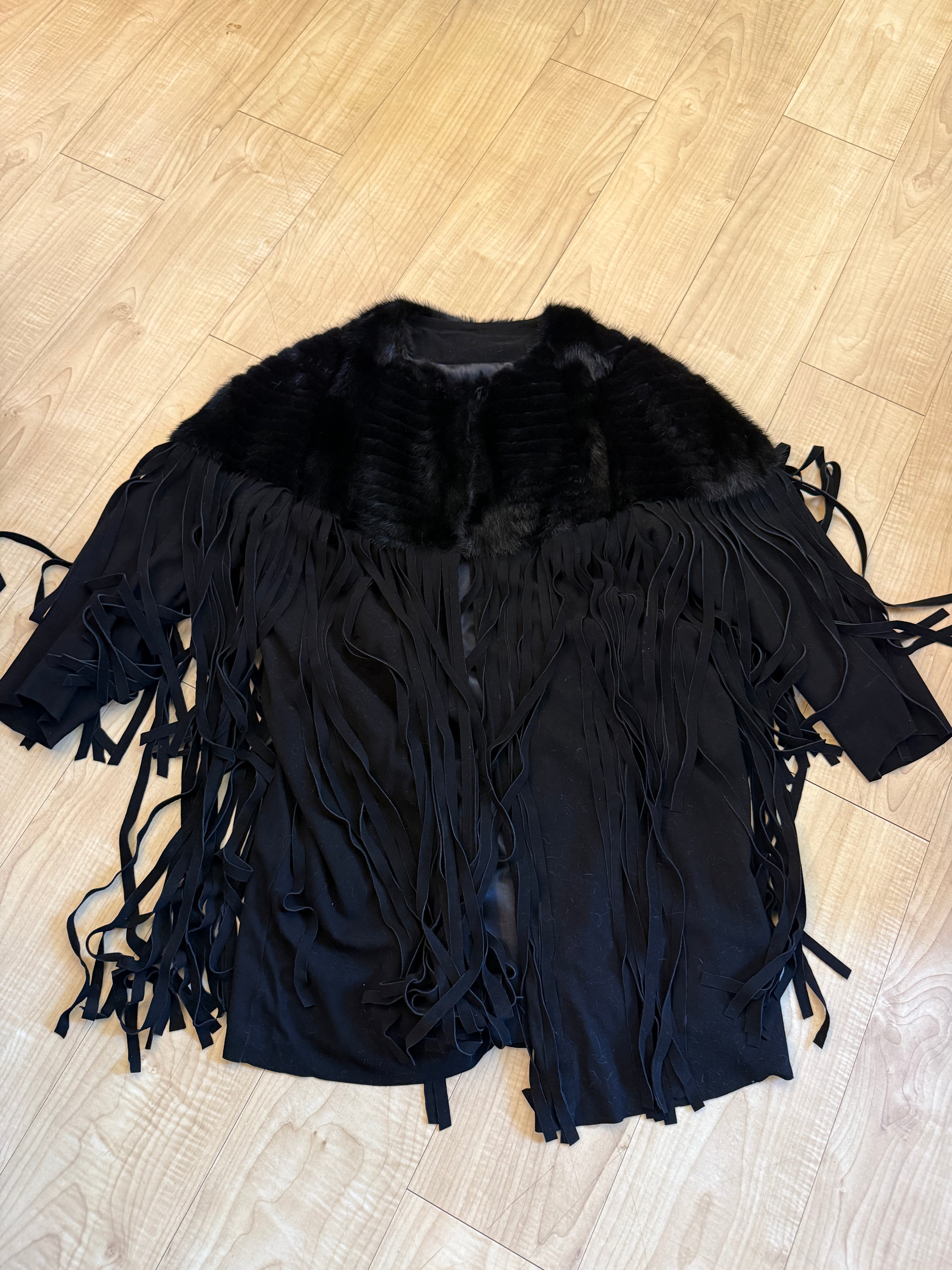 mink/suede fringe jacket