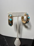 Gold hoop with turquoise stones