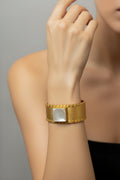 24K Gold Mother-of-Pearl Square Stone Bracelet