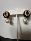Black enamel,Sapphire centers with pearls