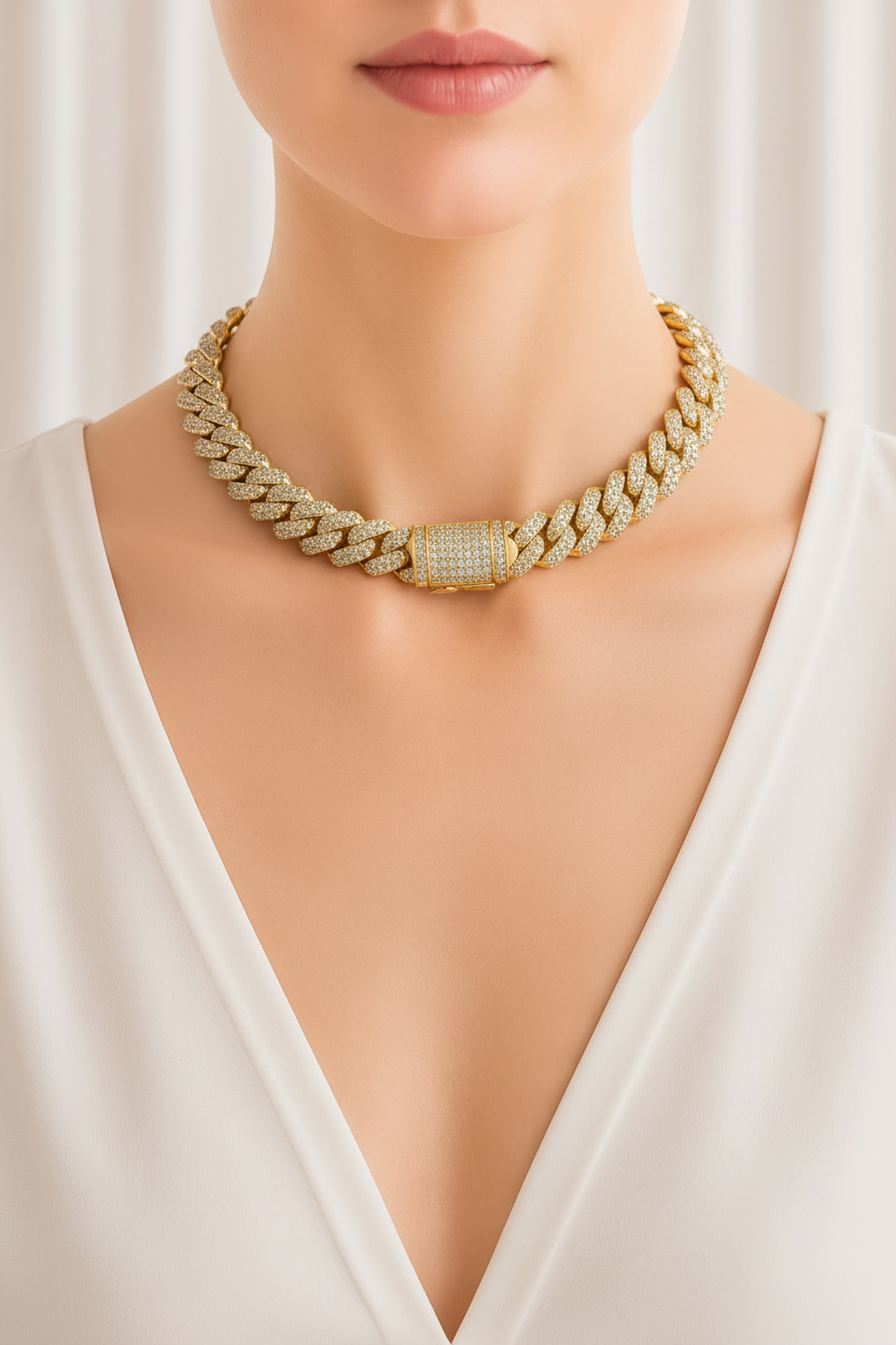 Pavé Cuban Link Statement Necklace