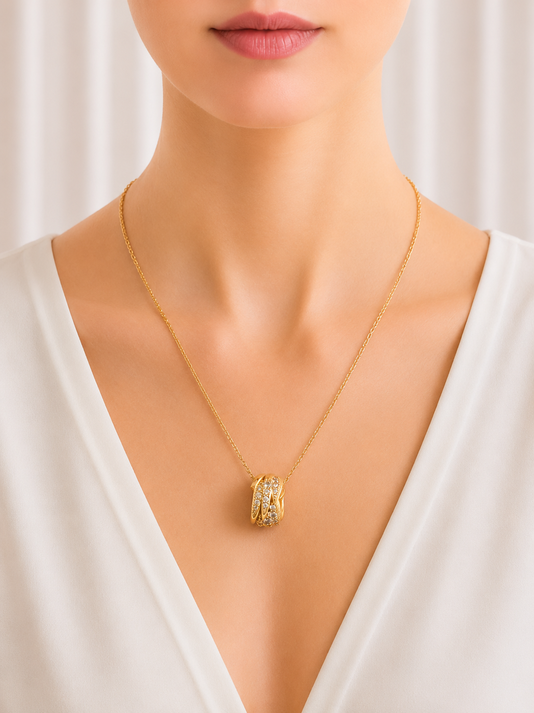 Pavé Ribbon Pendant Necklace