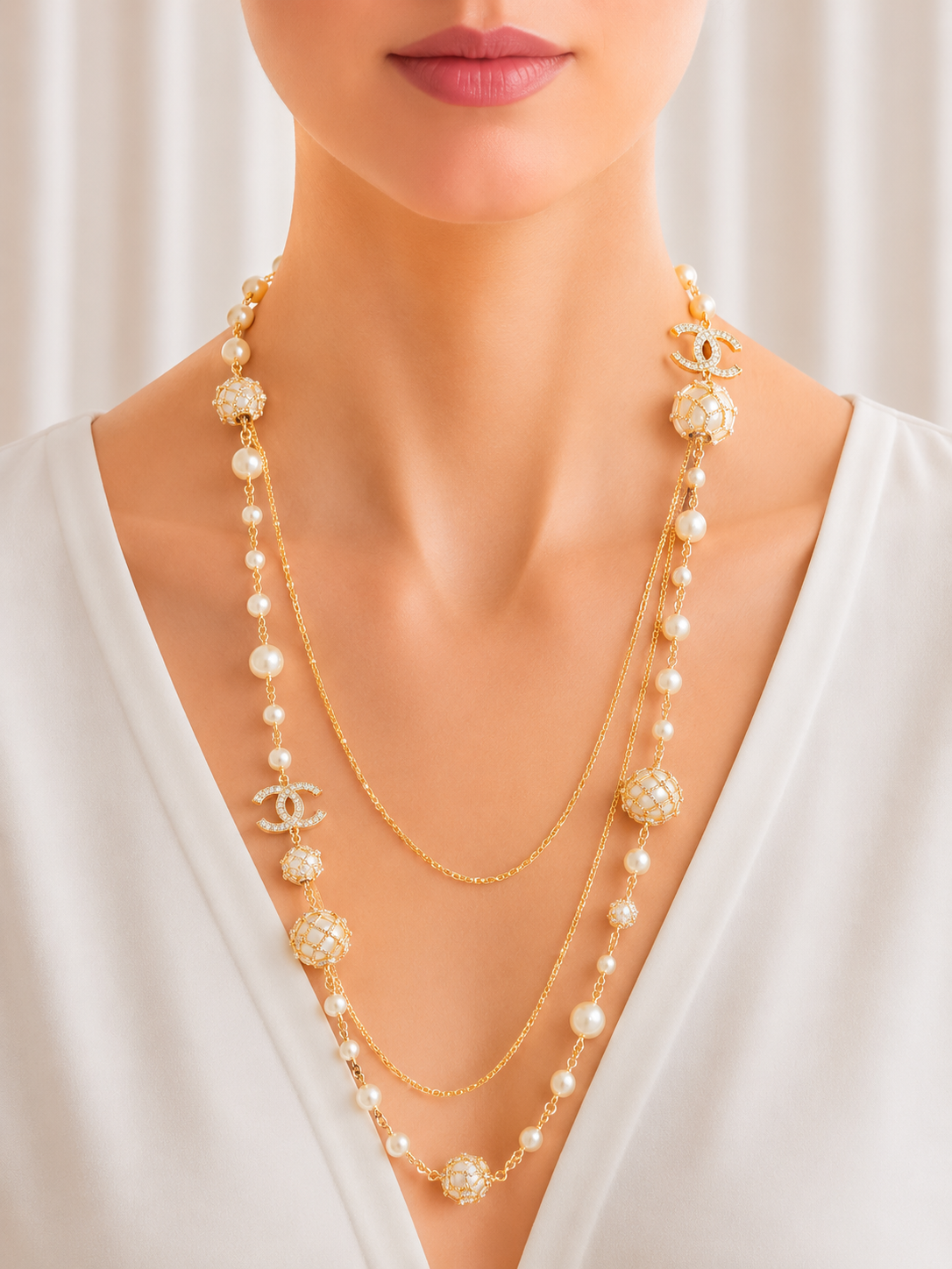 Pearl & Gold Couture Layered Necklace