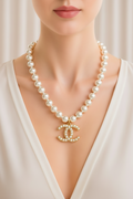 Pearl CC Statement Necklace
