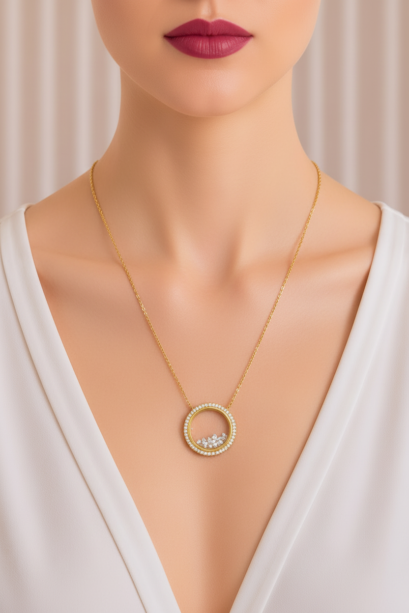 Floating Crystal Circle Necklace