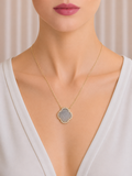White Druzy Clover Pendant Necklace