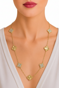 Gold Clover Mother Of Pearl Necklace