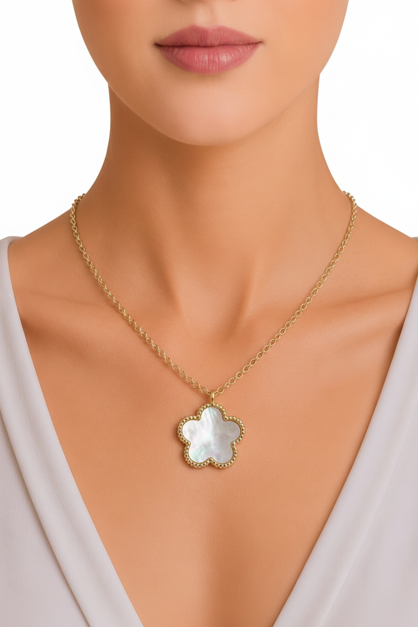 Mother-of-Pearl Clover Pendant Necklace