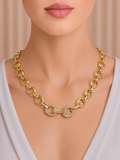 Gold Stone Link Statement Necklace