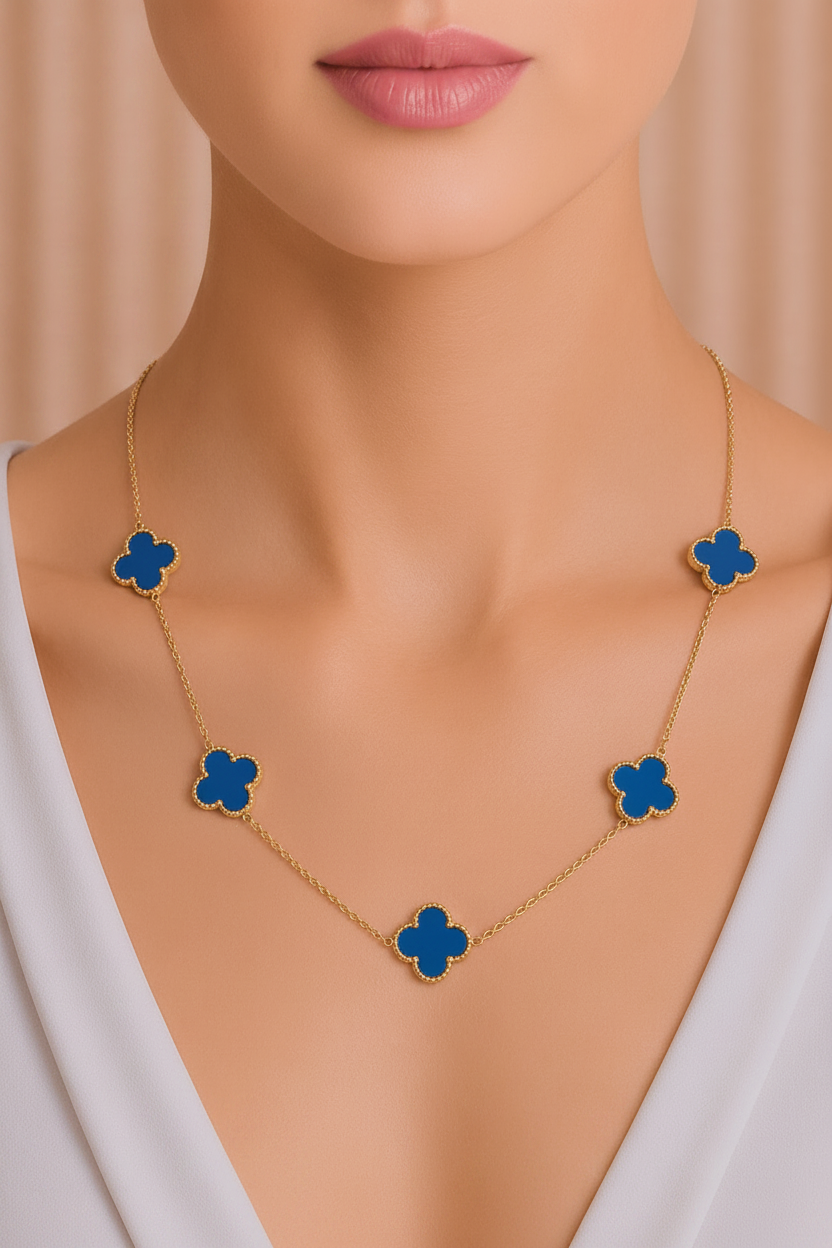 Lapis Blue Clover Necklace