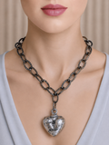 Hammered Heart Statement Necklace