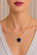 Lapis Color Clover Pendant Necklace