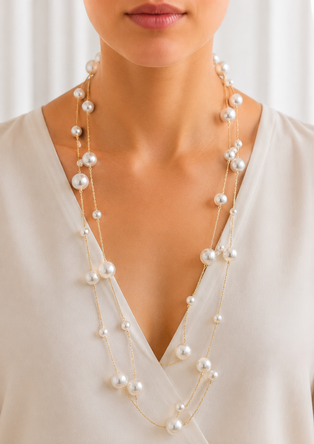Layered Floating Pearl Necklace