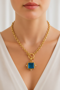 Blue Stone Pendant Toggle Necklace