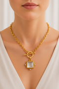 Gold Mother-of-Pearl Pendant Necklace