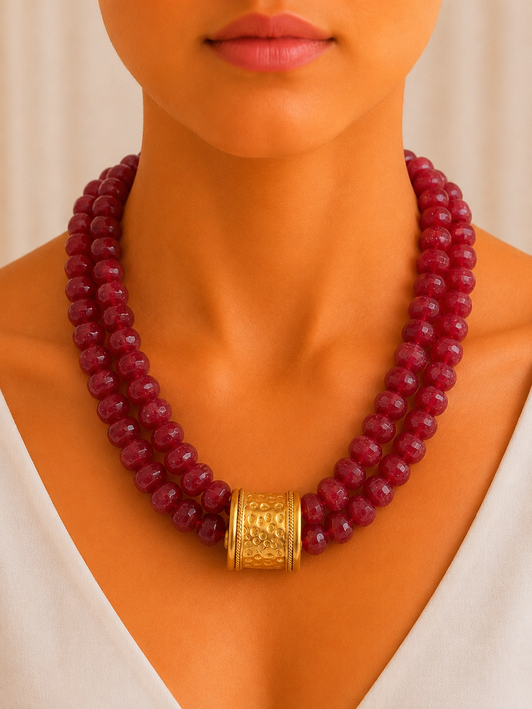 Red Rubies- Double-Strand Statement Necklace