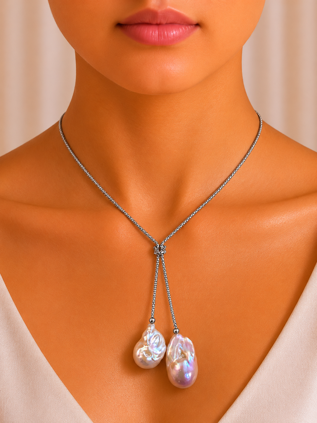 Baroque Pearl Lariat Necklace