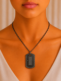 Black Dog Tag Pendant Necklace