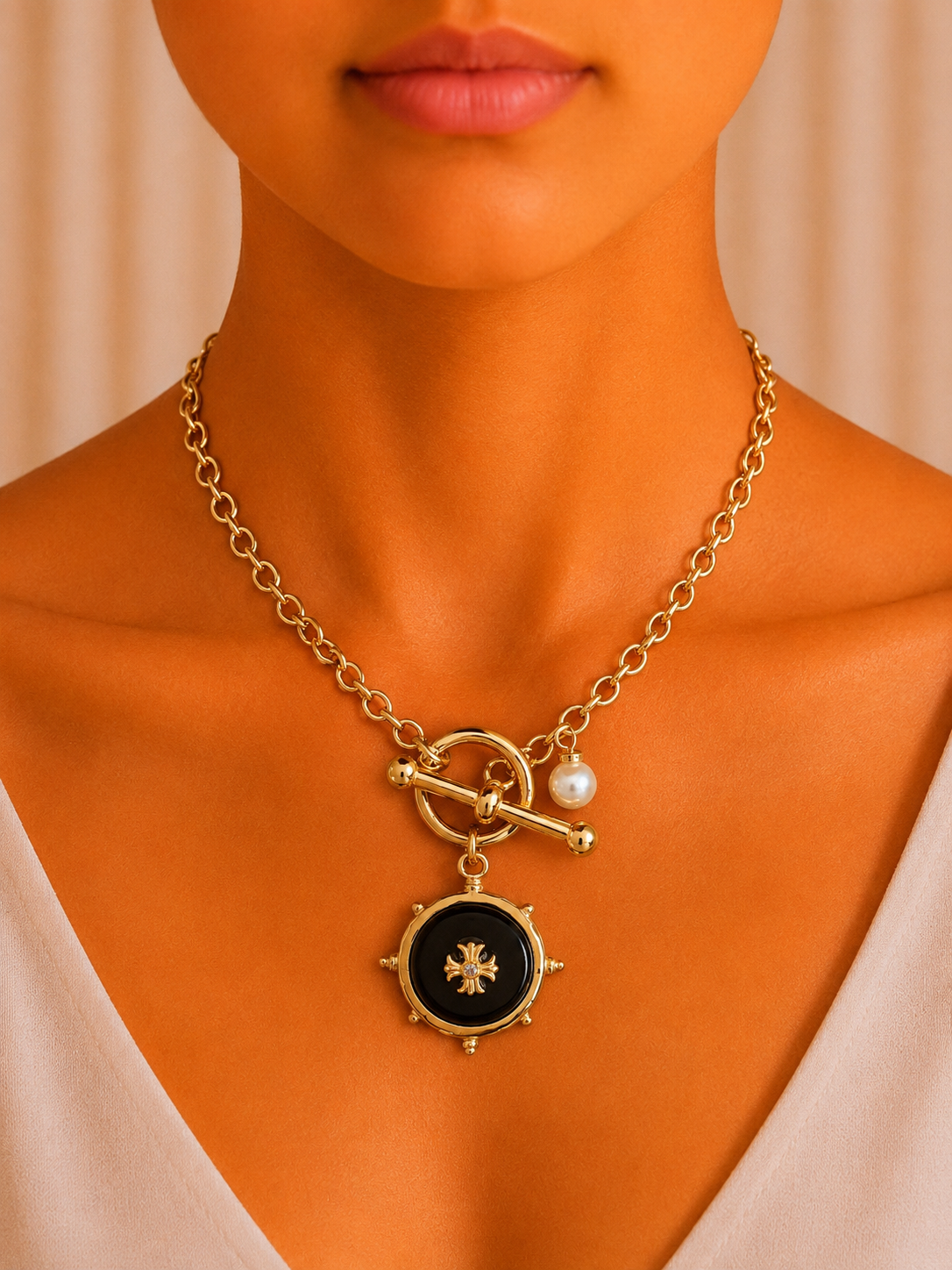 Vintage-Inspired Toggle Charm Necklace