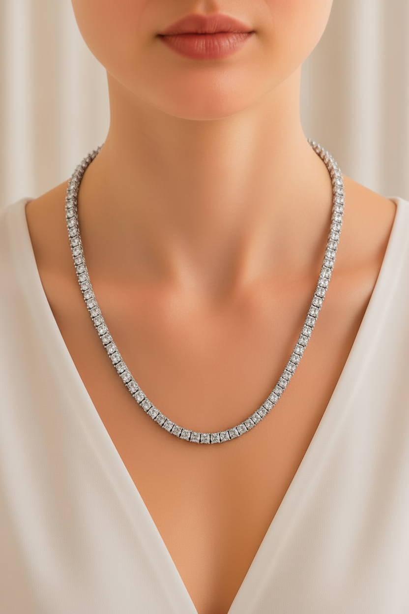 Silver CZ Tennis Necklace
