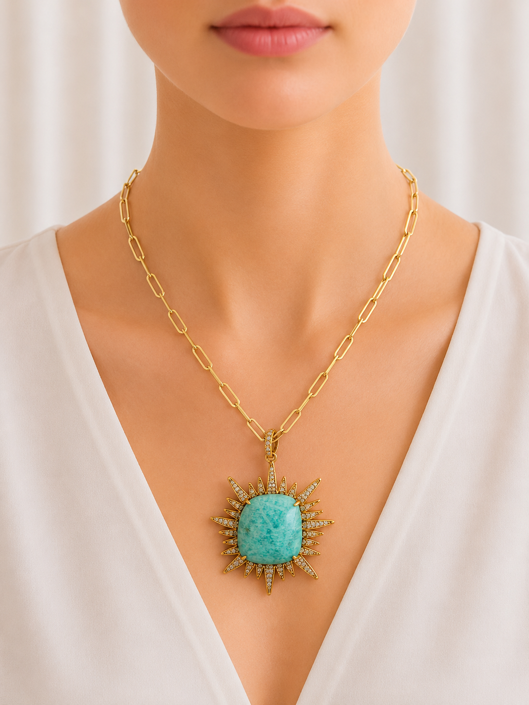 Amazonite Sunburst Statement Necklace