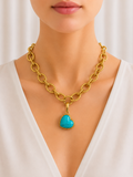 Turquoise Heart 24K Pendant Necklace