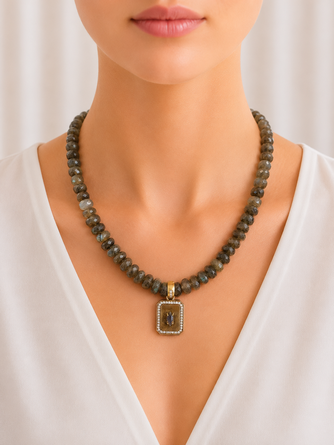 Labradorite Medallion Statement Necklace