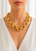 Brushed Gold Statement Link Necklace