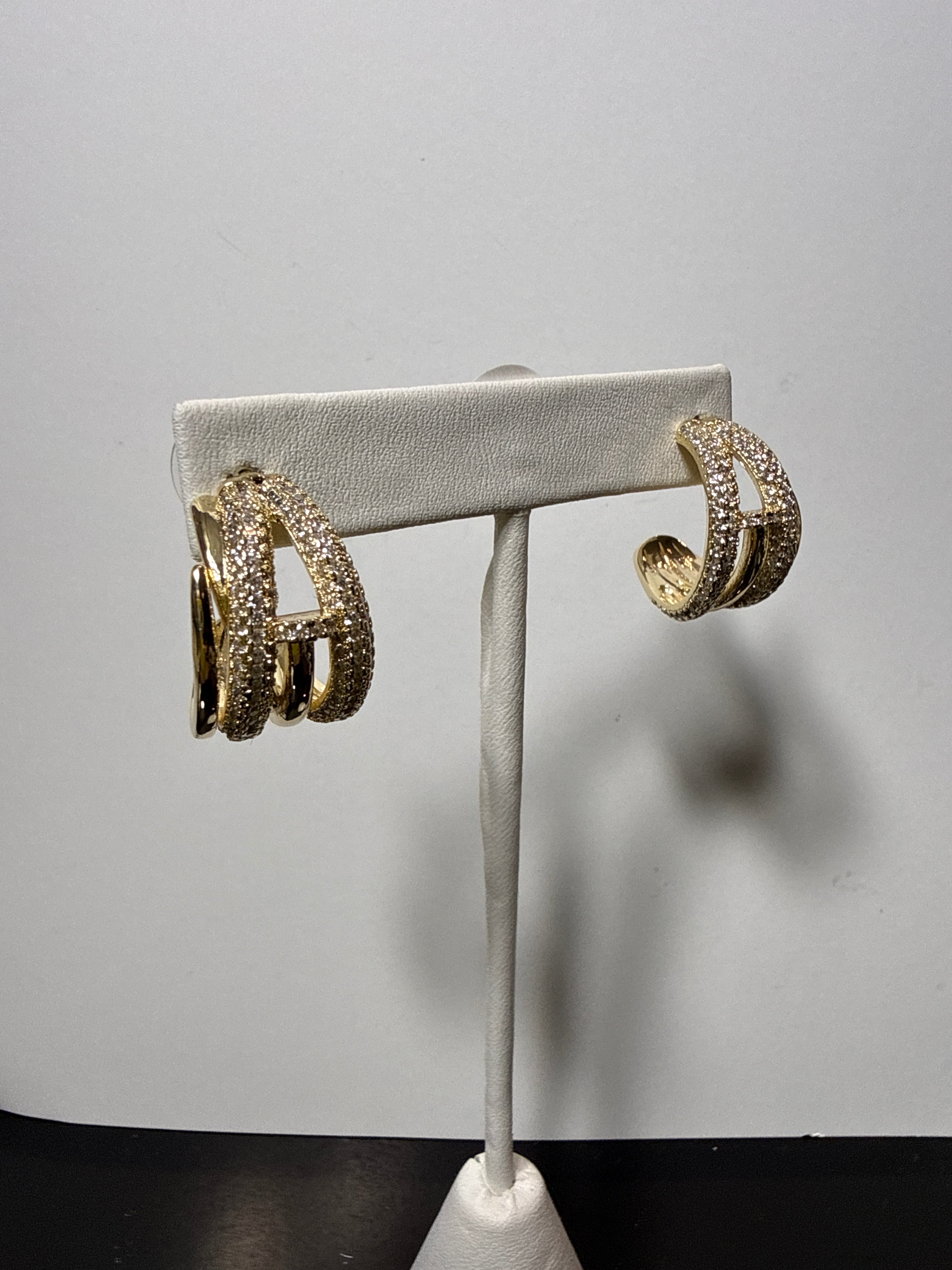 Multi ring pave Nail Hoops