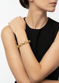 24K Brushed Gold Crystal Link Bracelet