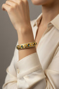 Brushed Gold Labradorite CZ Hinged Bangle