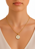 Gold Cross Mother of Pearl Necklace