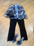 Ikat print striped lining jacket
