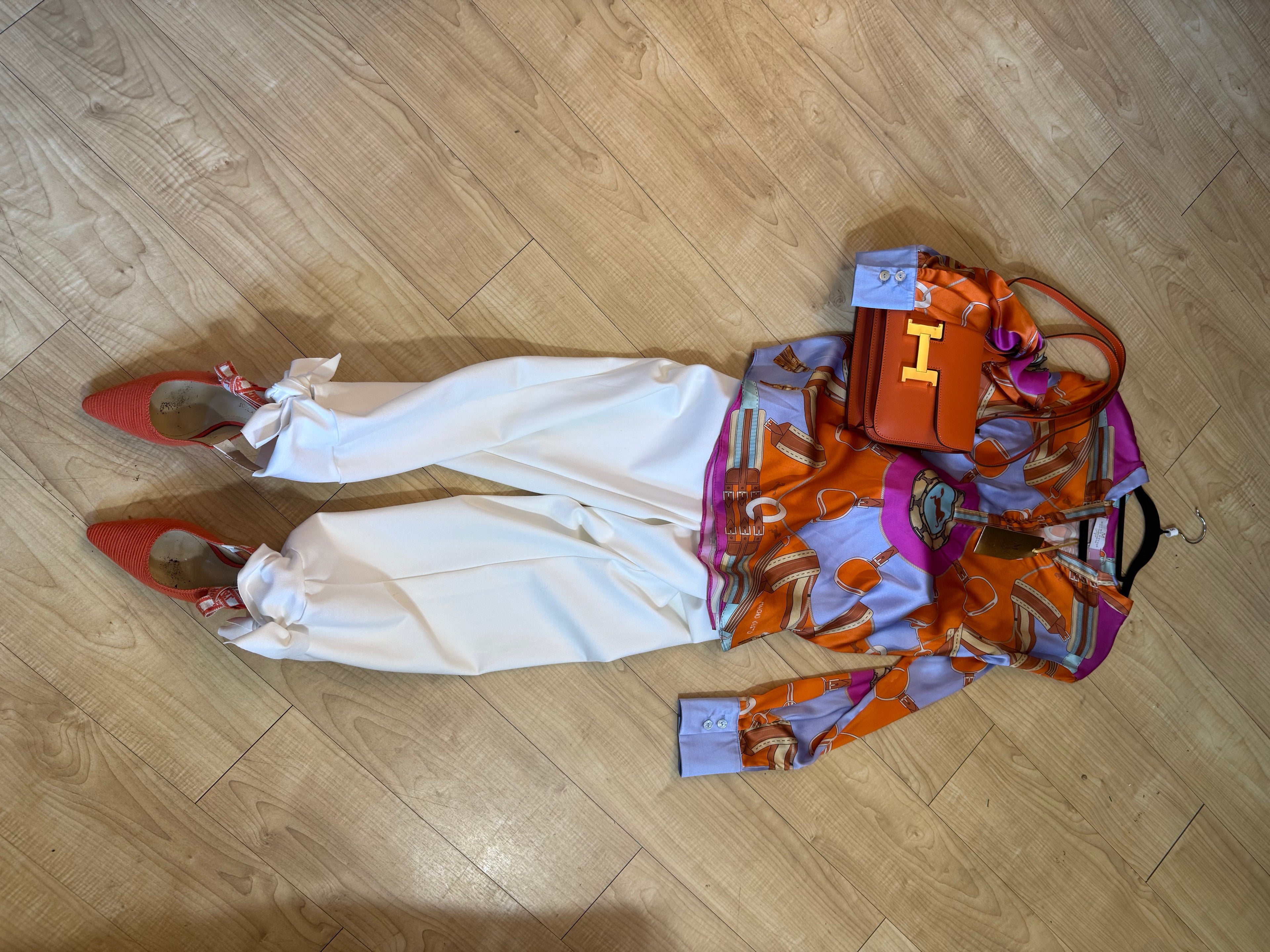 Silk V-neck blouse is