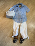 short sleeve laser cut Blouses