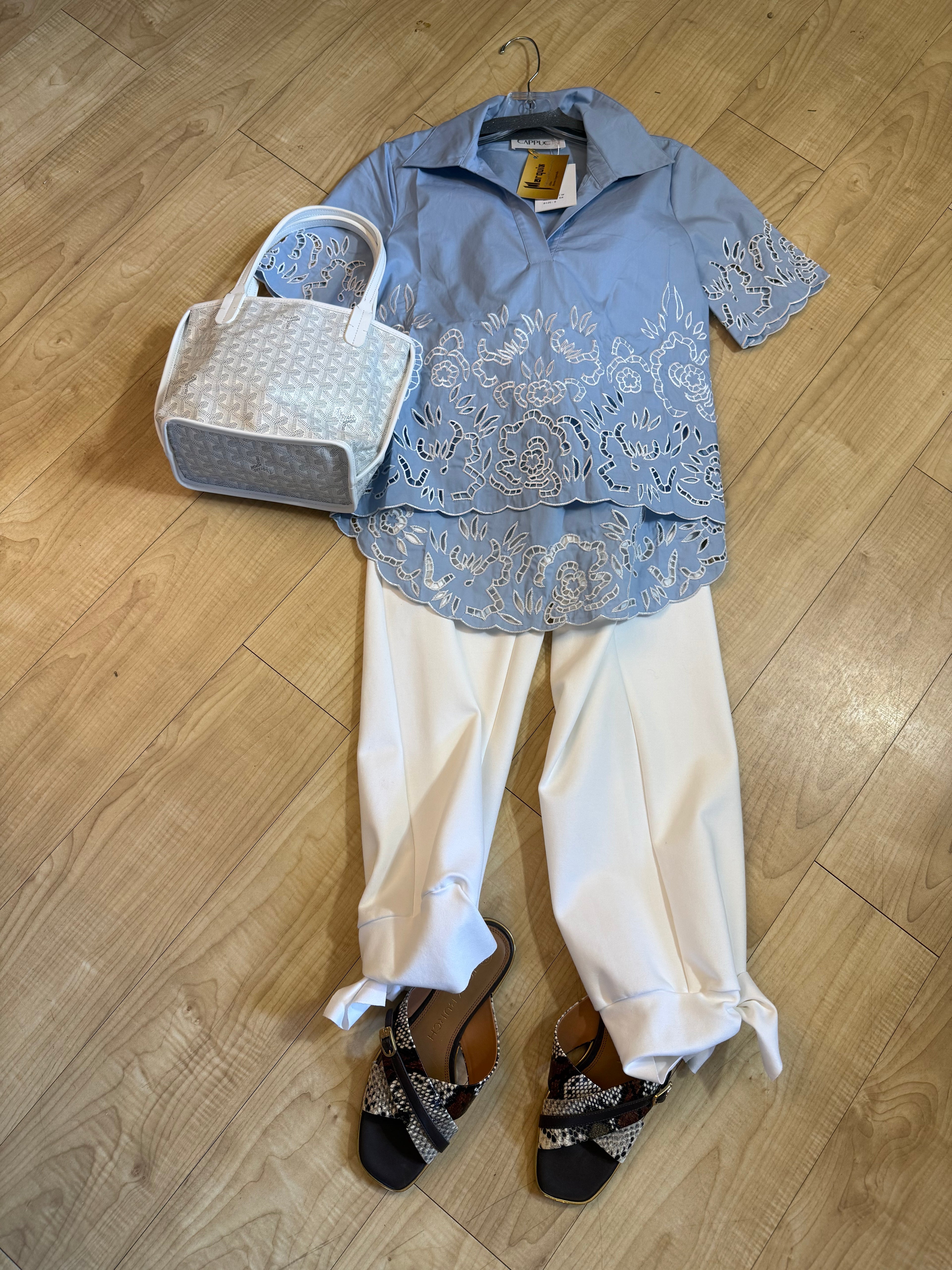 short sleeve laser cut Blouses