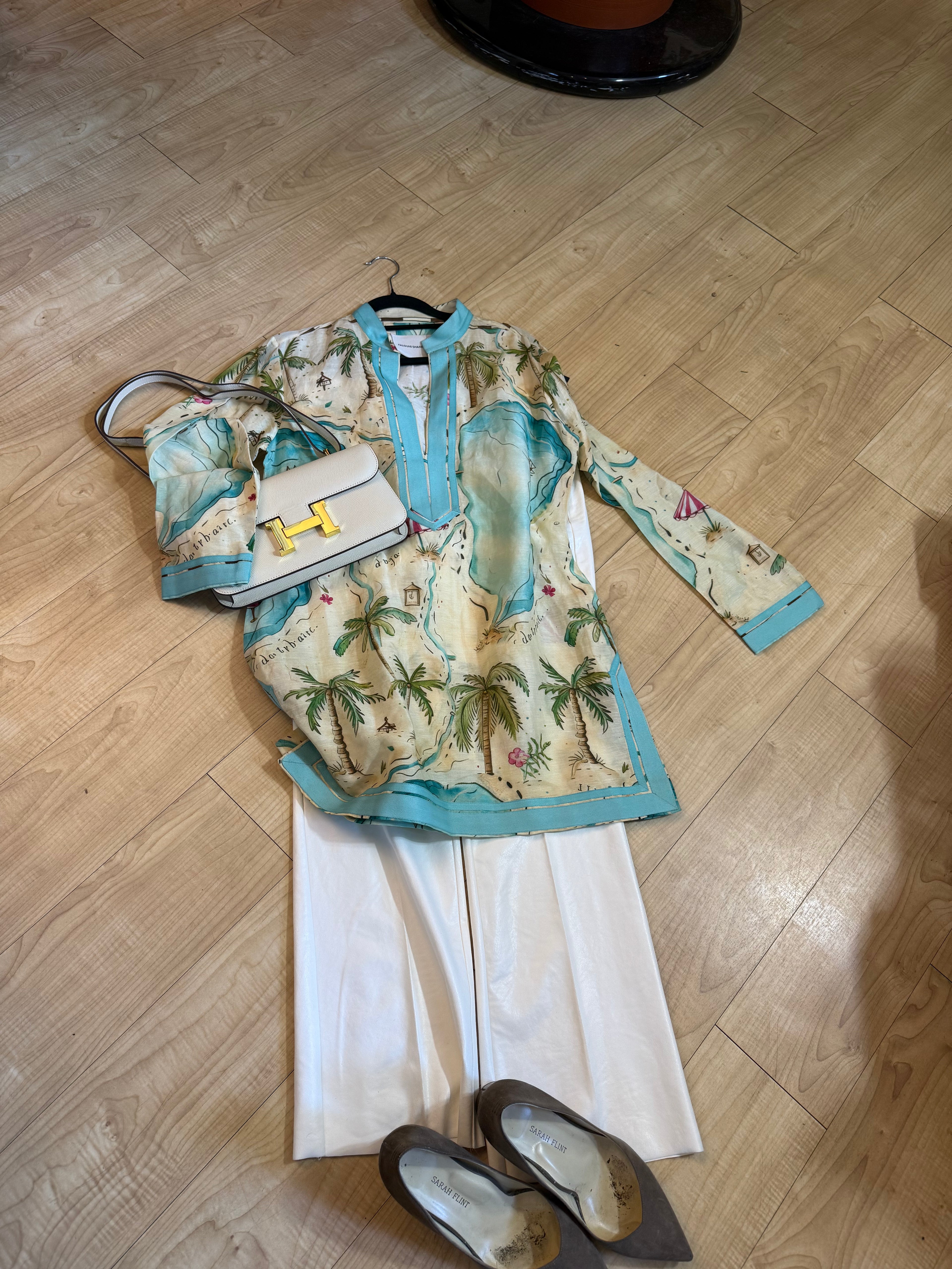 Aqua linen tunic