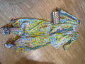 two piece silk set with beaded trim
